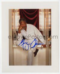 2d0860 MORGAN FREEMAN signed color 8x10 REPRO still '00s great seated portrait wearing all white!