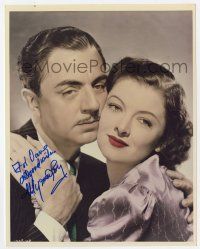 2d0862 MYRNA LOY signed color 8x10 REPRO still '80s great romantic portrait with William Powell!