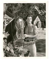 2d0551 PETER BROWN signed 8.25x10 still '50s barechested close portrait with his horse!