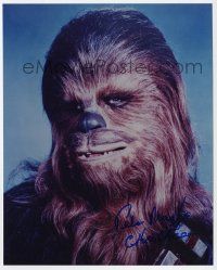 2d0874 PETER MAYHEW signed color 8x10 REPRO still '90s great portrait as Chewbacca from Star Wars!