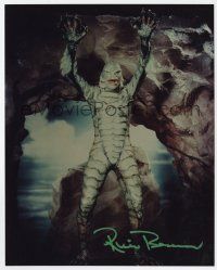 2d0886 RICOU BROWNING signed color 8x10 REPRO still '00s in Creature from the Black Lagoon costume!