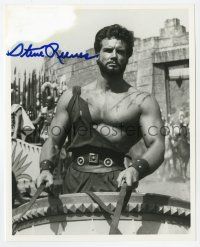 2d1152 STEVE REEVES signed 8x10 REPRO still '90s great close up in chariot from Hercules Unchained!