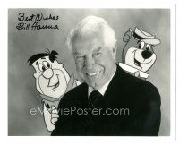2d1173 WILLIAM HANNA signed 8x10 REPRO still '80s smiling portrait with Fred Flintstone & Yogi Bear!