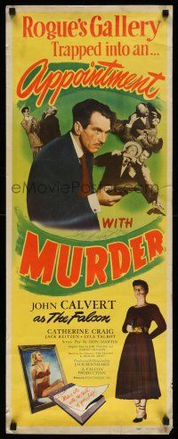 2d0588 APPOINTMENT WITH MURDER signed insert '48 by John Calvert, who plays The Falcon in this movie