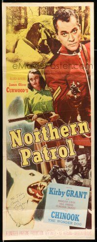 2d0591 NORTHERN PATROL signed insert '53 by Kirby Grant, great image with Chinook the Wonder Dog!