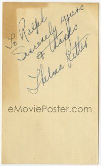 2d0416 THELMA RITTER signed 3x5 index card '70s it can be framed with a vintage or repro still!