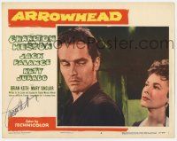 2d0057 ARROWHEAD signed LC #3 '53 by Charlton Heston, who's looking at Mary Sinclair behind him!