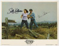 2d0099 SLITHER signed LC #2 '73 by BOTH Sally Kellerman AND James Caan, who are by a broken fence!