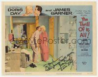 2d0105 THRILL OF IT ALL signed LC #5 '63 by Doris Day, who is kissed on the cheek by James Garner!