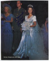 2d0295 JOHN AGAR signed 8x10 book page '80s color image from his wedding to Shirley Temple!