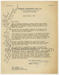 2d0008 SAMUEL GOLDWYN signed 9x11 letter October 10, 1938 threatening agents who act like producers!