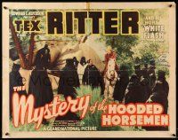 2d0583 MYSTERY OF THE HOODED HORSEMEN signed 1/2sh '37 by Tex Ritter, who's surrounded by a cult!