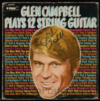 2d0345 GLEN CAMPBELL signed 13x13 record sleeve '60s his album Glen Campbell Plays 12 String Guitar!