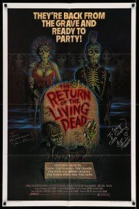 2d0259 RETURN OF THE LIVING DEAD signed 1sh '85 by James Karen, Linnea Quigley, William Stout +1more