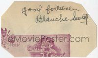 2d0439 BLANCHE SWEET signed 2x4 cut book page '30s includes a 4x5 REPRO it can be framed with!