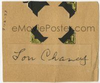 2d0403 LON CHANEY JR signed 4x4 cut album page '40s it can be framed with a vintage or repro still!