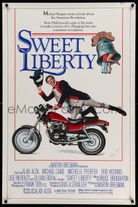 2d0642 SWEET LIBERTY signed 1sh '86 by Lillian Gish, great image of Alan Alda on motorcycle!