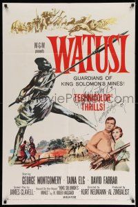 2d0268 WATUSI signed 1sh '59 by George Montgomery, Guardians of King Solomon's Mines, cool art!
