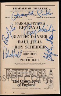 2d0167 BETRAYAL signed playbill '80 by Hall, Scheider, Julia, Danner, AND Harold Pinter!