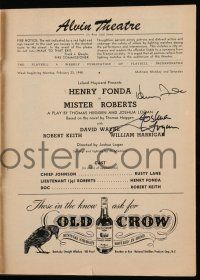 2d0187 MISTER ROBERTS signed playbill '48 by BOTH Henry Fonda AND director Joshua Logan!