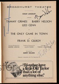 2d0191 ONLY GAME IN TOWN signed playbill '68 by Tammy Grimes, Barry Nelson AND Frank D. Gilroy!