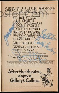 2d0203 UNCLE VANYA signed playbill '73 by George C. Scott, Gish, Nesbitt, Christie AND Hughes!