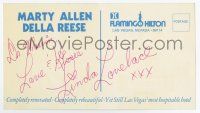 2d0296 LINDA LOVELACE signed 5x9 postcard '74 when Marty Allen & Della Reese performed in Las Vegas!