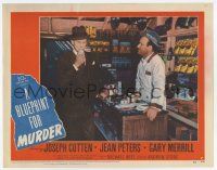 2f565 BLUEPRINT FOR MURDER LC #5 '53 Joseph Cotten inspects a bottle of medicine at drugstore!