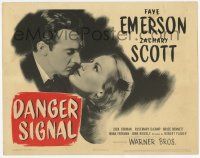 2f066 DANGER SIGNAL TC '45 romantic close-up of Faye Emerson & Zachary Scott, film noir!