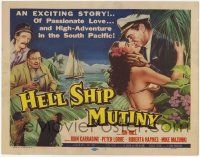 2f162 HELL SHIP MUTINY TC '57 Jon Hall kisses tropical beauty, John Carradine, Peter Lorre
