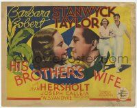 2f169 HIS BROTHER'S WIFE TC '36 Barbara Stanwyck loves Robert Taylor but married his brother!
