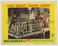 2f713 HOUSEBOAT LC #6 '58 Cary Grant & Sophia Loren on houseboat with kids in trouble!