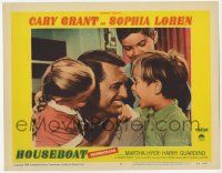 2f714 HOUSEBOAT LC #8 '58 close up of happy Cary Grant hugging his three kids!