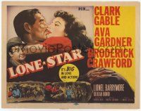2f221 LONE STAR TC '51 art of Clark Gable kissing sexy Ava Gardner, Broderick Crawford!