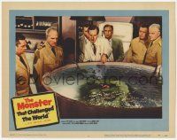 2f801 MONSTER THAT CHALLENGED THE WORLD LC #4 '57 Conreid & men examine creature in water tank!