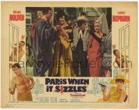 2f834 PARIS WHEN IT SIZZLES LC #4 '64 Audrey Hepburn & William Holden in Lone Ranger costume!