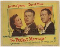 2f836 PERFECT MARRIAGE LC #3 '46 close up of Eddie Albert between David Niven & Loretta Young!