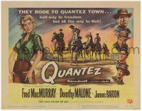 2f334 QUANTEZ TC '57 art of Fred MacMurray & sexy Dorothy Malone with torn shirt!