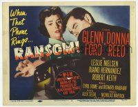 2f344 RANSOM TC '56 great image of Glenn Ford & Donna Reed reaching for telephone!
