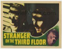 2f916 STRANGER ON THE THIRD FLOOR LC '40 cool c/u of woman & old man in shadows behind blinds!