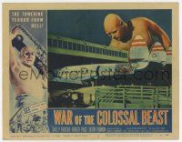 2f972 WAR OF THE COLOSSAL BEAST LC #4 '58 FX image of giant man looking at TWA airplane at airport!