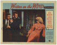 2f990 WRITTEN ON THE WIND LC #2 '56 Rock Hudson between Robert Stack & Dorothy Malone!