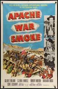 2g040 APACHE WAR SMOKE 1sh '52 Gilbert Roland, Glenda Farrell, roaring West adventure!