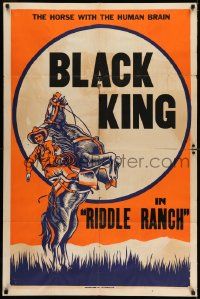 2g097 BLACK KING Woolever Press 1sh '40s art of the rearing horse with the human brain!