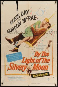 2g136 BY THE LIGHT OF THE SILVERY MOON 1sh '53 great romantic artwork of Doris Day & Gordon McRae!