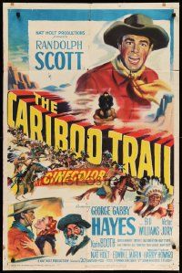 2g148 CARIBOO TRAIL 1sh '50 Randolph Scott & Gabby Hayes vs Native American Indians!