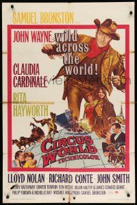 2g168 CIRCUS WORLD 1sh '65 Claudia Cardinale, John Wayne at his toughest!
