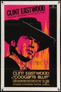 2g183 COOGAN'S BLUFF 1sh '68 art of Clint Eastwood in New York City, directed by Don Siegel!
