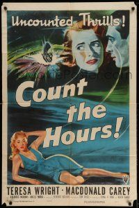 2g185 COUNT THE HOURS style A 1sh '53 Don Siegel, art of sexy bad girl Adele Mara in low-cut dress!
