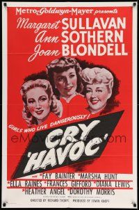 2g195 CRY HAVOC 1sh R50s art of sexy Margaret Sullavan, Ann Sothern & Joan Blondell!